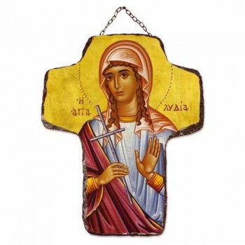 ΑΓΙΑ ΛΥΔΙΑ - Κεραμικός Σταυρός Τοίχου 21cm