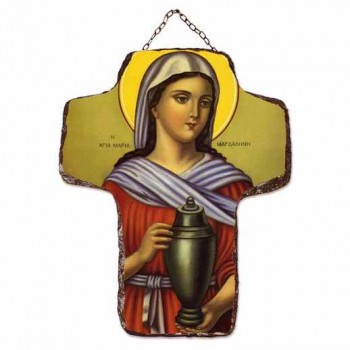 ΑΓΙΑ ΜΑΡΙΑ ΜΑΓΔΑΛΗΝΗ - Κεραμικός Σταυρός Τοίχου 21cm