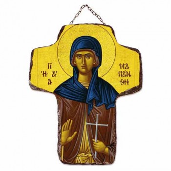 ΑΓΙΑ ΜΑΡΙΑΝΘΗ - Κεραμικός Σταυρός Τοίχου 21cm