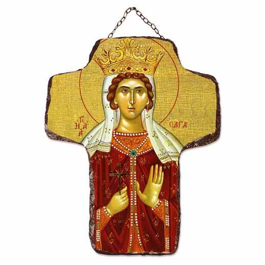 ΑΓΙΑ ΟΛΓΑ - Κεραμικός Σταυρός Τοίχου 21cm