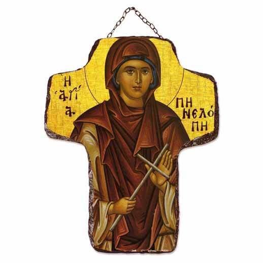ΑΓΙΑ ΠΗΝΕΛΟΠΗ - Κεραμικός Σταυρός Τοίχου 21cm