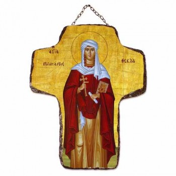 ΑΓΙΑ ΘΕΚΛΑ - Κεραμικός Σταυρός Τοίχου 21cm