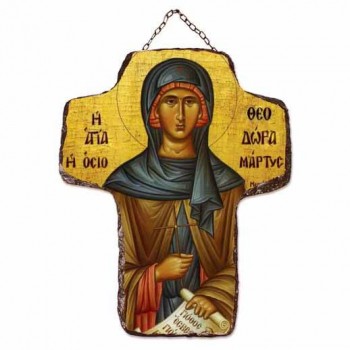 ΑΓΙΑ ΘΕΟΔΩΡΑ - Κεραμικός Σταυρός Τοίχου 21cm