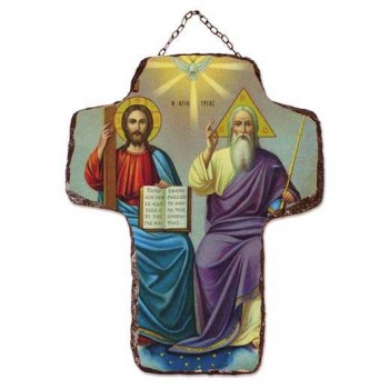 ΑΓΙΑ ΤΡΙΑΔΑ - Κεραμικός Σταυρός Τοίχου 21cm