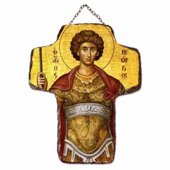 ΑΓΙΟΣ ΓΕΩΡΓΙΟΣ - Κεραμικός Σταυρός Τοίχου 21cm
