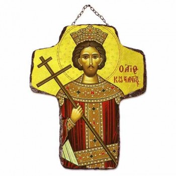 ΑΓΙΟΣ ΚΩΝΣΤΑΝΤΙΝΟΣ - Κεραμικός Σταυρός Τοίχου 21cm