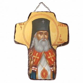 ΑΓΙΟΣ ΛΟΥΚΑΣ - Κεραμικός Σταυρός Τοίχου 21cm