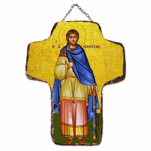 ΑΓΙΟΣ ΝΙΚΗΤΑΣ - Κεραμικός Σταυρός Τοίχου 21cm