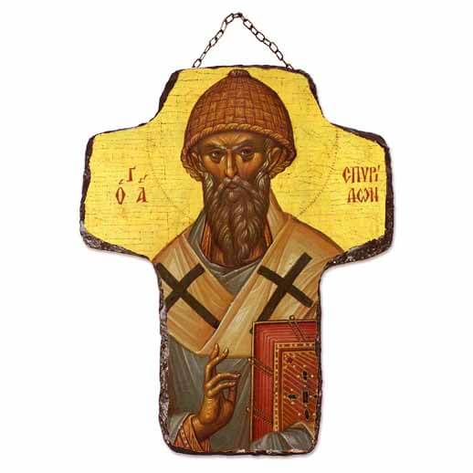 ΑΓΙΟΣ ΣΠΥΡΙΔΩΝ - Κεραμικός Σταυρός Τοίχου 21cm