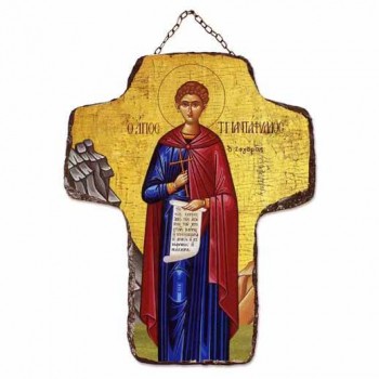 ΑΓΙΟΣ ΤΡΙΑΝΤΑΦΥΛΛΟΣ - Κεραμικός Σταυρός Τοίχου 21cm