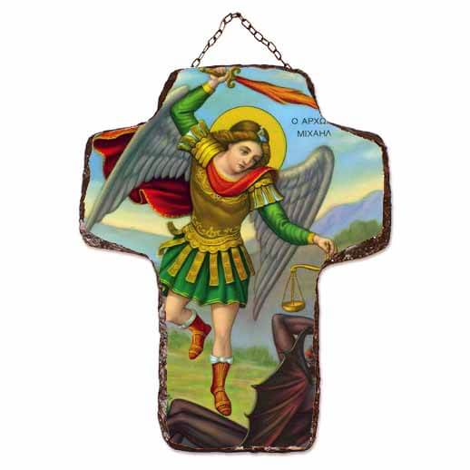 ΑΡΧΑΓΓΕΛΟΣ ΜΙΧΑΗΛ - Κεραμικός Σταυρός Τοίχου 21cm