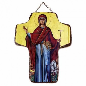 ΠΑΝΑΓΙΑ ΑΓΙΟΥ ΟΡΟΥΣ - Κεραμικός Σταυρός Τοίχου 21cm