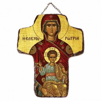 ΠΑΝΑΓΙΑ ΕΛΕΥΘΕΡΩΤΡΙΑ - Κεραμικός Σταυρός Τοίχου 21cm