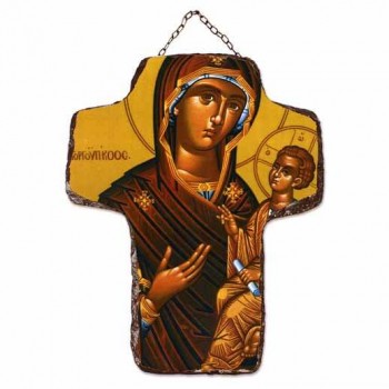 ΠΑΝΑΓΙΑ ΓΟΡΓΟΫΠΗΚΟΟΣ - Κεραμικός Σταυρός Τοίχου 21cm