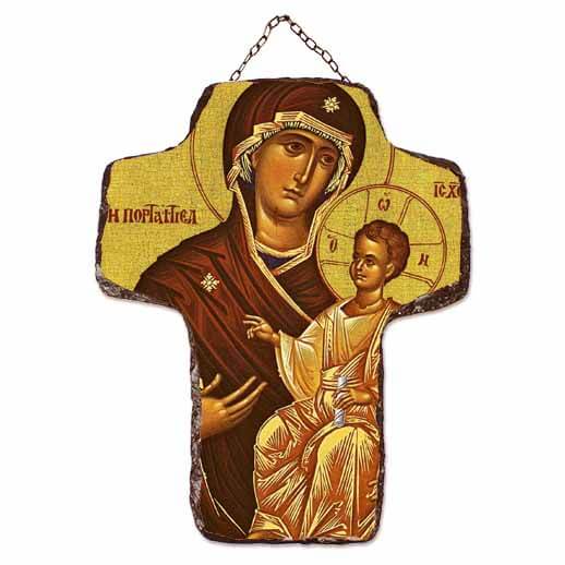 ΠΑΝΑΓΙΑ ΠΟΡΤΑΪΤΙΣΣΑ - Κεραμικός Σταυρός Τοίχου 21cm