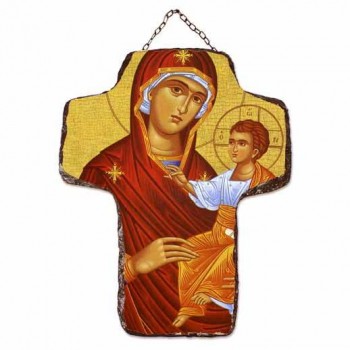 ΠΑΝΑΓΙΑ ΘΕΟΤΟΚΟΣ - Κεραμικός Σταυρός Τοίχου 21cm