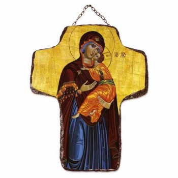 ΠΑΝΑΓΙΑ ΘΕΟΤΟΚΟΣ - Κεραμικός Σταυρός Τοίχου 21cm