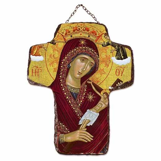 ΠΑΝΑΓΙΑ ΤΟΥ ΧΑΡΟΥ - Κεραμικός Σταυρός Τοίχου 21cm