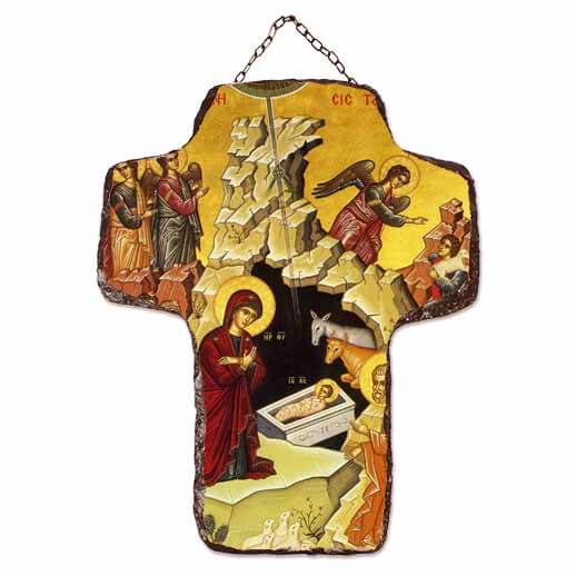 ΓΕΝΝΗΣΗ ΧΡΙΣΤΟΥ - Κεραμικός Σταυρός Τοίχου 21cm