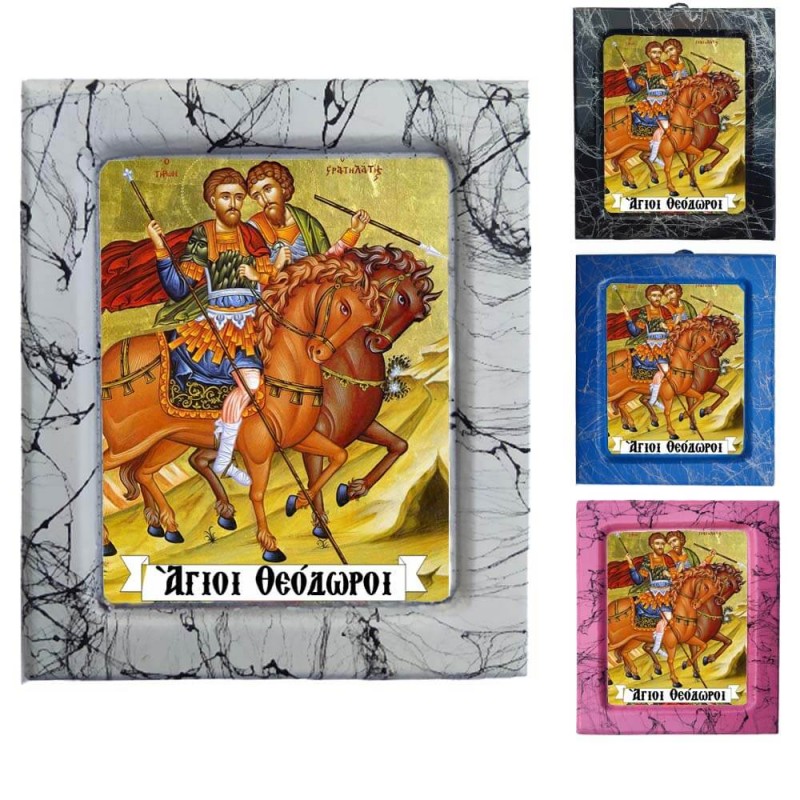 Άγιοι Θεόδωροι - Κεραμική Εικονούλα Τεχνοτροπίας 