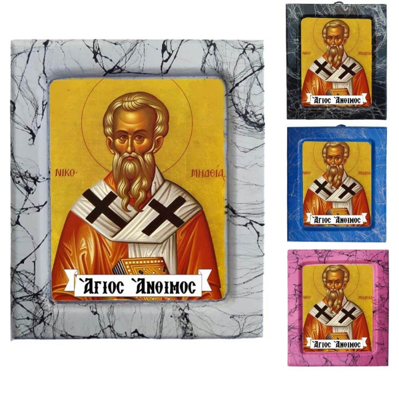 Άγιος Άνθιμος - Κεραμική Εικονούλα Τεχνοτροπίας 