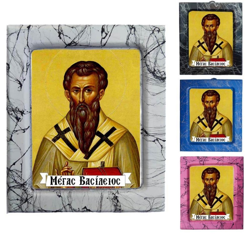 Άγιος Βασίλειος ο Μέγας - Κεραμική Εικονούλα Τεχνοτροπίας 