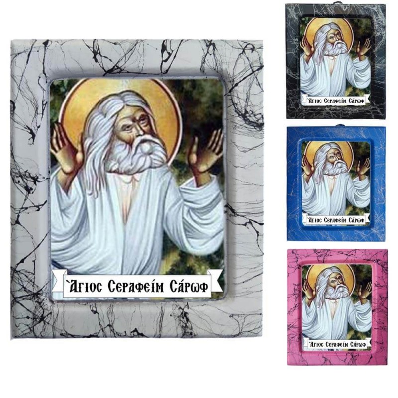 Άγιος Σεραφείμ - Κεραμική Εικονούλα Τεχνοτροπίας 
