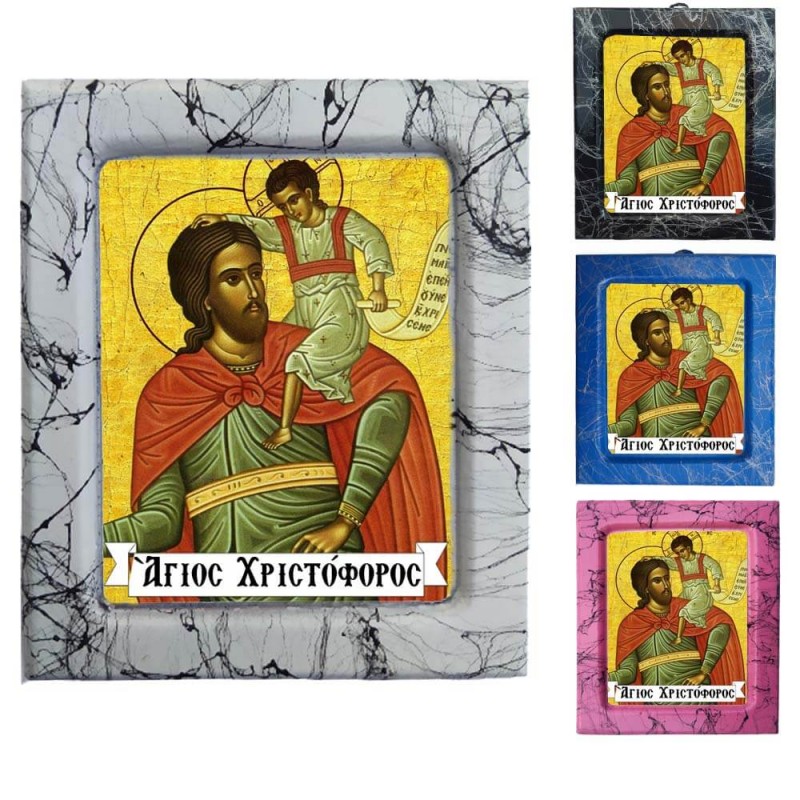 Άγιος Χριστόφορος - Κεραμική Εικονούλα Τεχνοτροπίας 