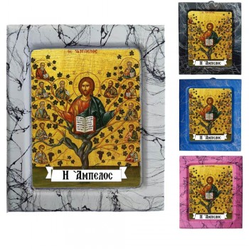 Ιησούς Χριστός ως Άμπελος - Κεραμική Εικονούλα Τεχνοτροπίας 