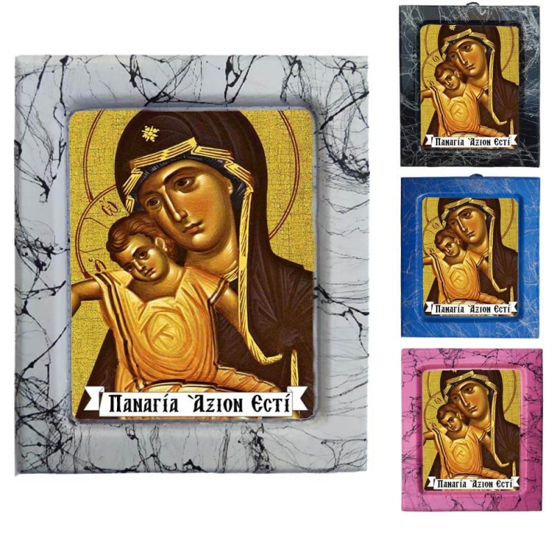 Παναγία Άξιον Εστί - Κεραμική Εικονούλα Τεχνοτροπίας 