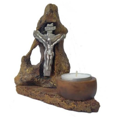 Εσταυρωμένος - Κηροπήγιο Ρεσώ από Θαλασσόξυλο
