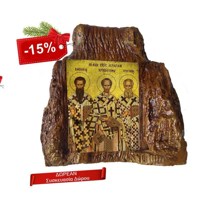 ΤΡΕΙΣ ΙΕΡΑΡΧΕΣ – Εικόνα σε Πέτρα (Μεσαία 13cm)