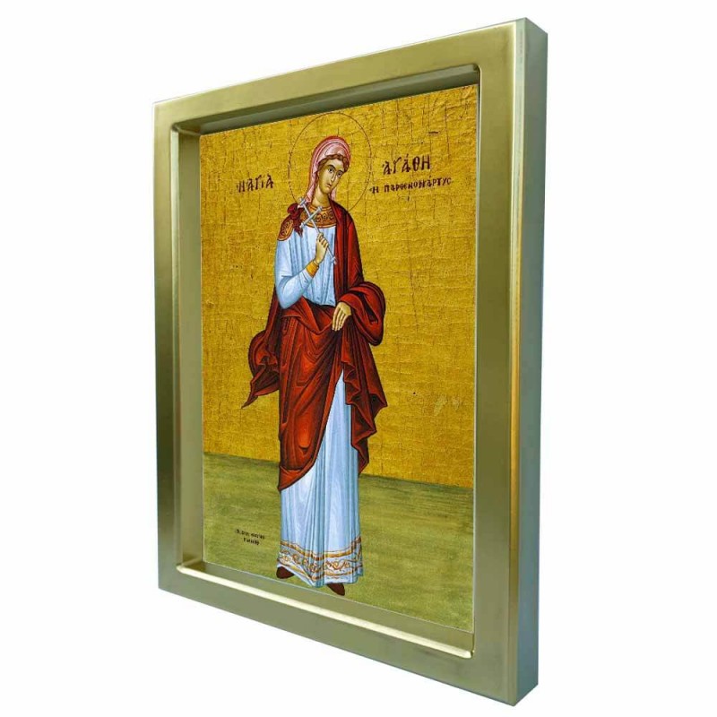 ΑΓΙΑ ΑΓΑΘΗ - Χρυσή Κεραμική Εικόνα Πολυτελείας 25cm