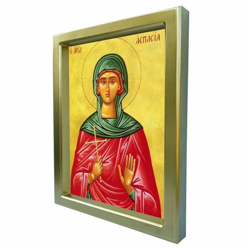 ΑΓΙΑ ΑΣΠΑΣΙΑ - Χρυσή Κεραμική Εικόνα Πολυτελείας 25cm