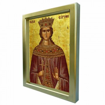 ΑΓΙΑ ΕΙΡΗΝΗ - Χρυσή Κεραμική Εικόνα Πολυτελείας 25cm