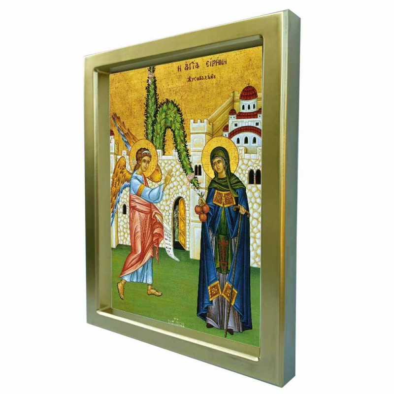 ΑΓΙΑ ΕΙΡΗΝΗ ΧΡΥΣΟΒΑΛΑΝΤΟΥ - Χρυσή Κεραμική Εικόνα Πολυτελείας 25cm