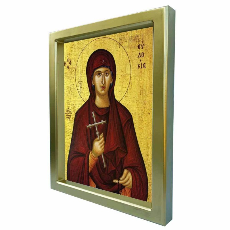 ΑΓΙΑ ΕΥΔΟΚΙΑ - Χρυσή Κεραμική Εικόνα Πολυτελείας 25cm