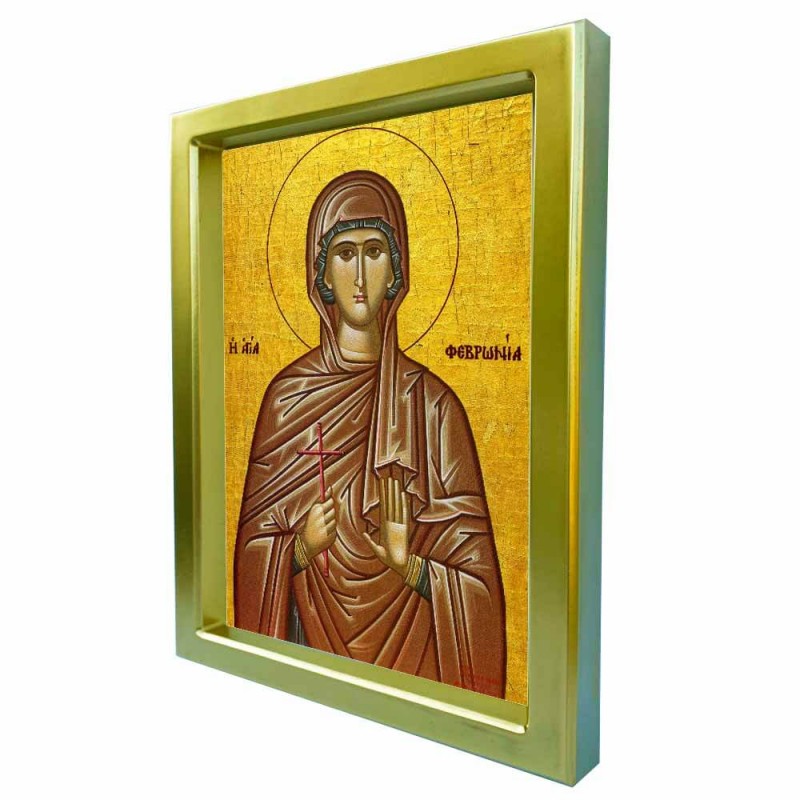 ΑΓΙΑ ΦΕΒΡΩΝΙΑ - Χρυσή Κεραμική Εικόνα Πολυτελείας 25cm