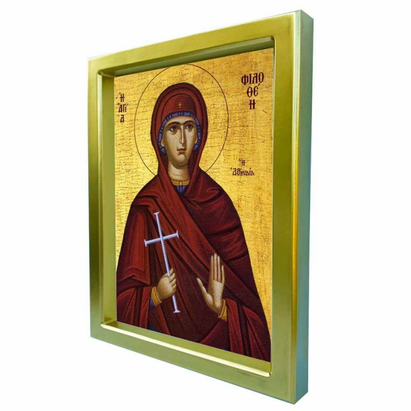 ΑΓΙΑ ΦΙΛΟΘΕΗ - Χρυσή Κεραμική Εικόνα Πολυτελείας 25cm