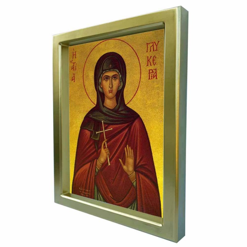 ΑΓΙΑ ΓΛΥΚΕΡΙΑ - Χρυσή Κεραμική Εικόνα Πολυτελείας 25cm