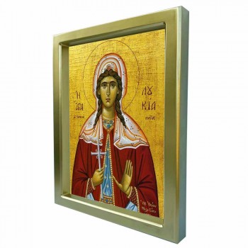 ΑΓΙΑ ΛΟΥΚΙΑ - Χρυσή Κεραμική Εικόνα Πολυτελείας 25cm