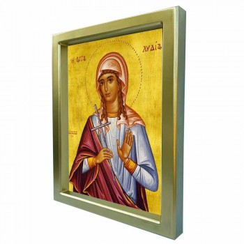 ΑΓΙΑ ΛΥΔΙΑ - Χρυσή Κεραμική Εικόνα Πολυτελείας 25cm