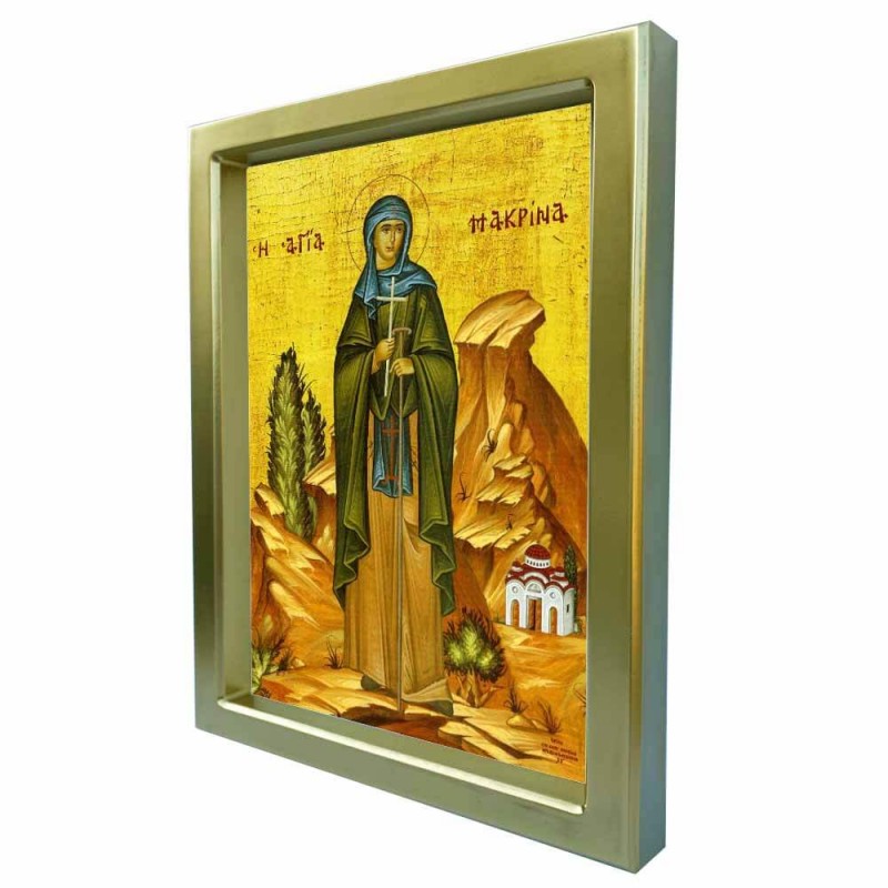 ΑΓΙΑ ΜΑΚΡΙΝΑ - Χρυσή Κεραμική Εικόνα Πολυτελείας 25cm