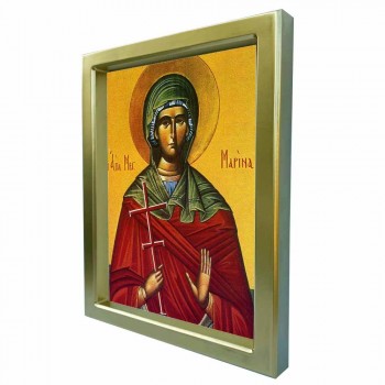 ΑΓΙΑ ΜΑΡΙΝΑ - Χρυσή Κεραμική Εικόνα Πολυτελείας 25cm