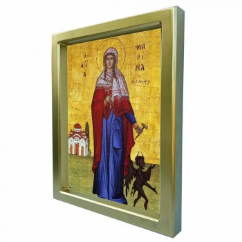 ΑΓΙΑ ΜΑΡΙΝΑ - Χρυσή Κεραμική Εικόνα Πολυτελείας 25cm