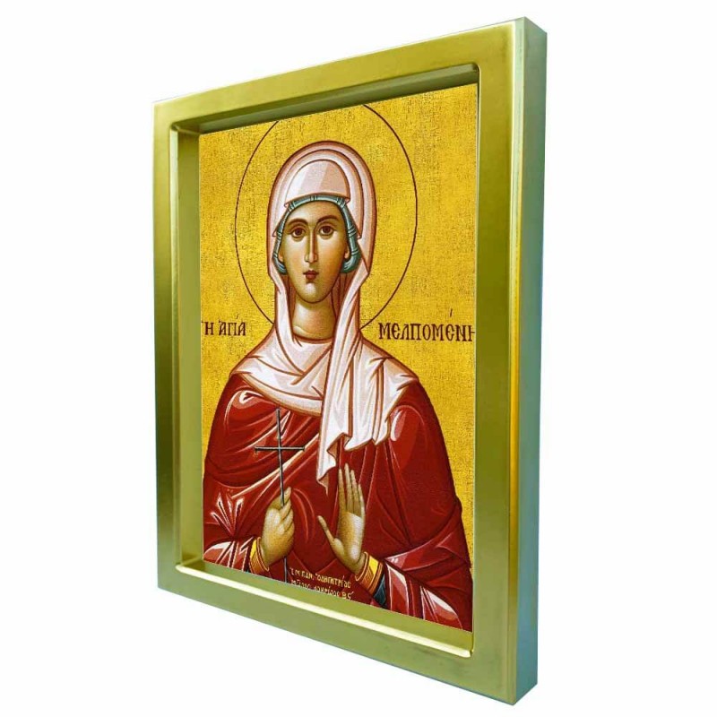 ΑΓΙΑ ΜΕΛΠΟΜΕΝΗ - Χρυσή Κεραμική Εικόνα Πολυτελείας 25cm