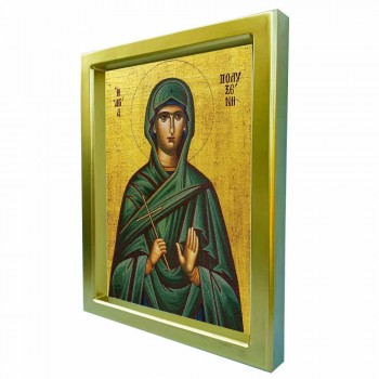 ΑΓΙΑ ΠΟΛΥΞΕΝΗ - Χρυσή Κεραμική Εικόνα Πολυτελείας 25cm