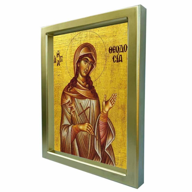 ΑΓΙΑ ΘΕΟΔΟΣΙΑ - Χρυσή Κεραμική Εικόνα Πολυτελείας 25cm