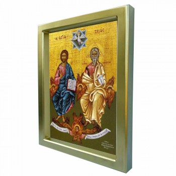 ΑΓΙΑ ΤΡΙΑΔΑ - Χρυσή Κεραμική Εικόνα Πολυτελείας 25cm