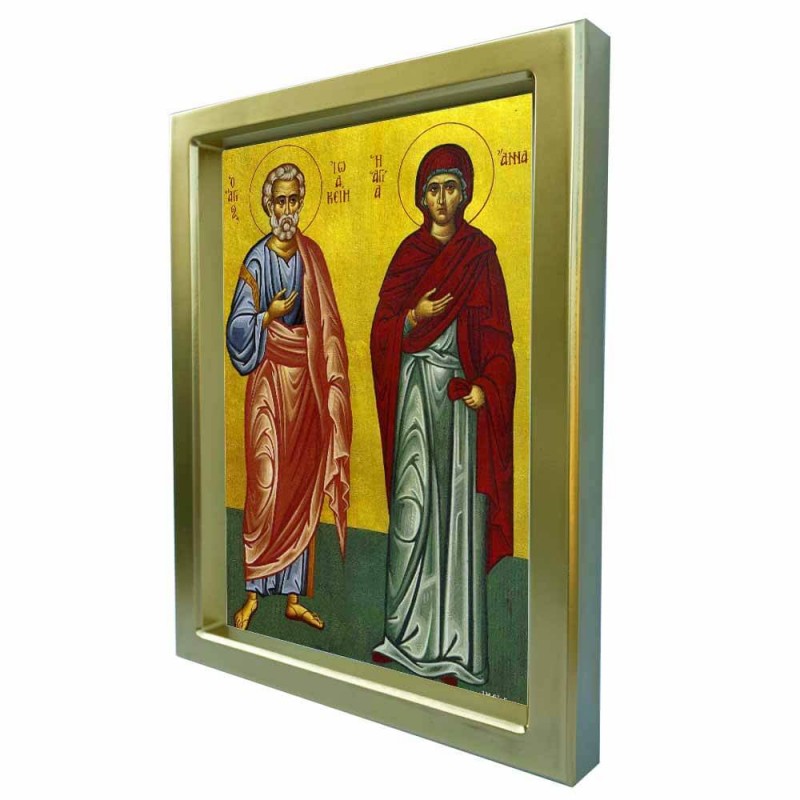 ΑΓΙΟΙ ΙΩΑΚΕΙΜ & ΑΝΝΑ - Χρυσή Κεραμική Εικόνα Πολυτελείας 25cm